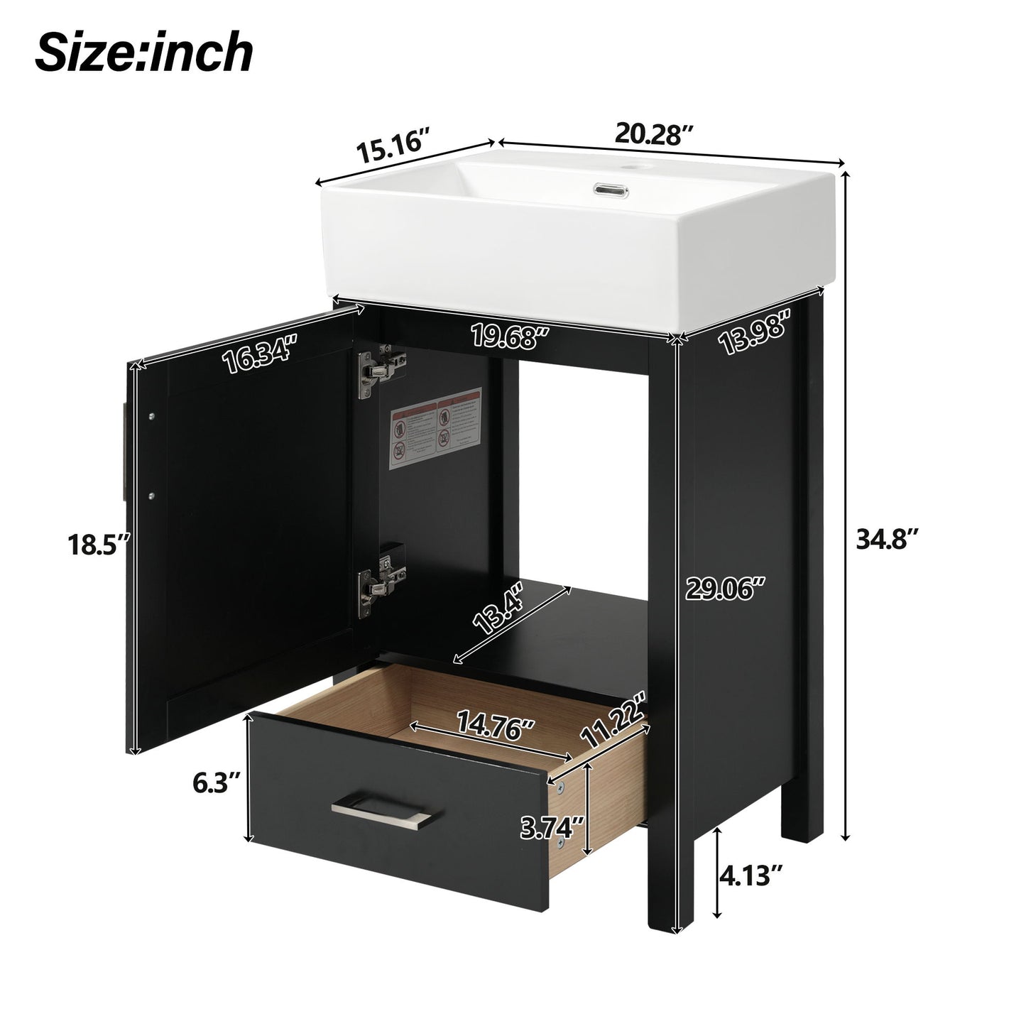 Bathroom Vanity With Sink, Frame And Drawer Hearth and Haven