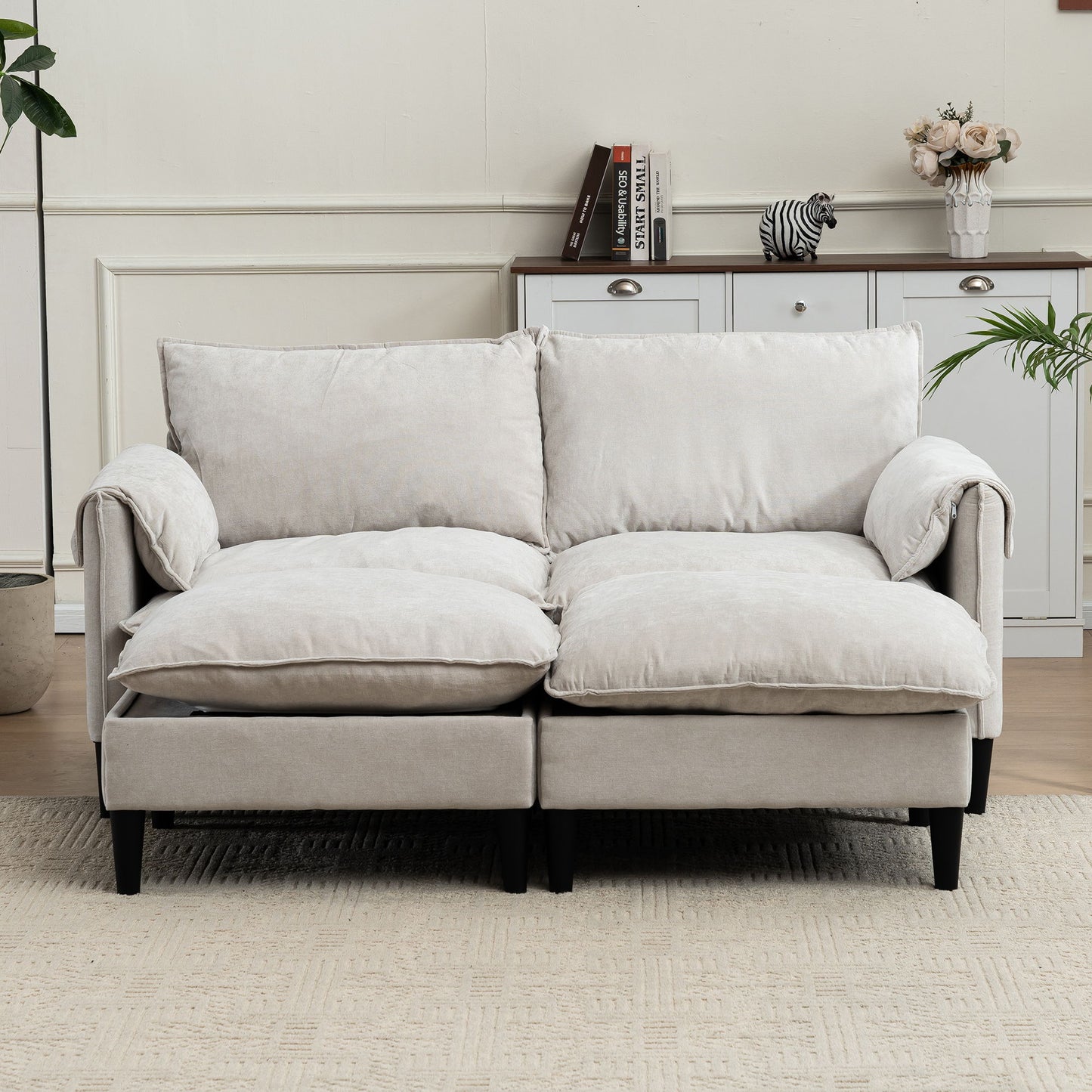 Convertible Combination Sofa With Footstools With Storage Home Essentials