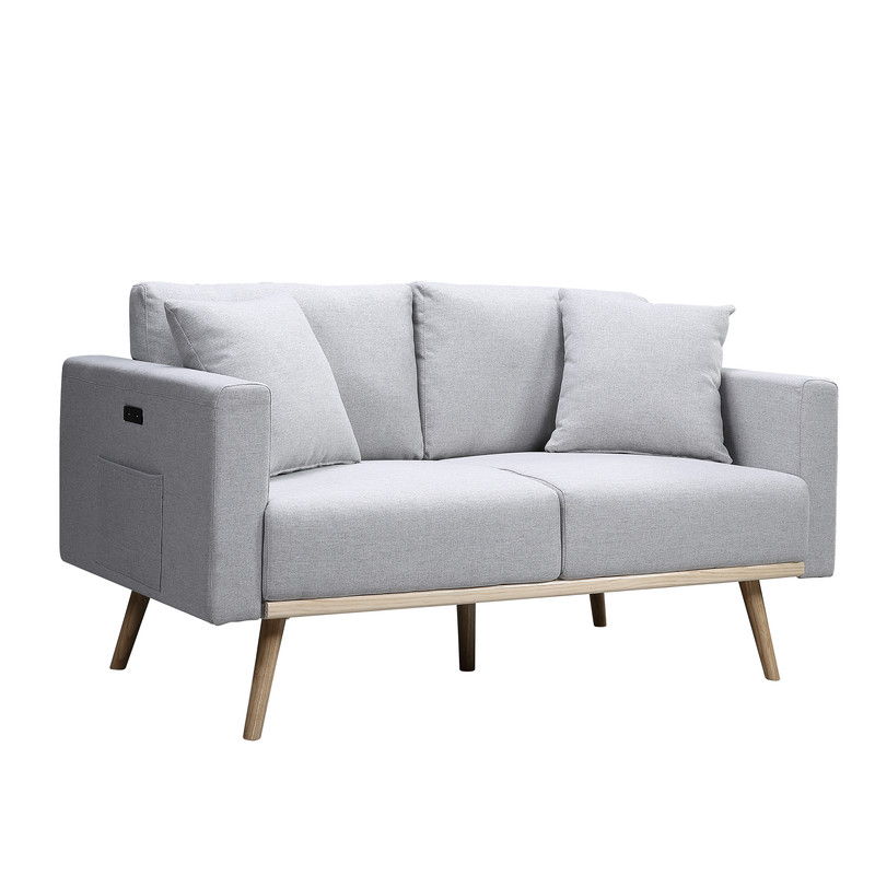 Easton - Linen Fabric Loveseat With USB Charging Ports Pockets And Pillows Lilola Home