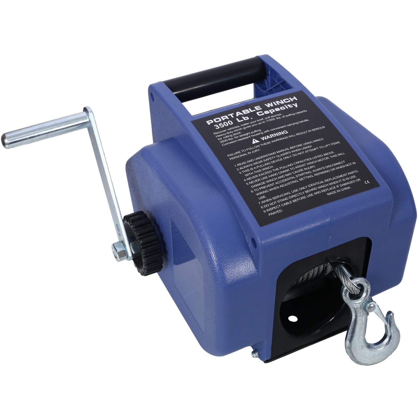 Reversible Electric 12V Trailer Winch For Boats Up To 6000 Lbs With Galvanized Wire Rope And Casing - Blue Daily Nest