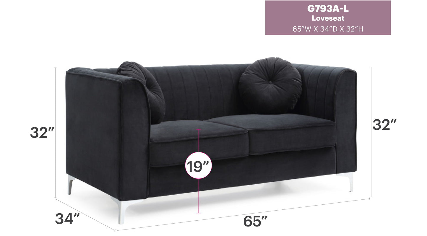 Glam Styled Micro Suede Loveseat Glory Furniture