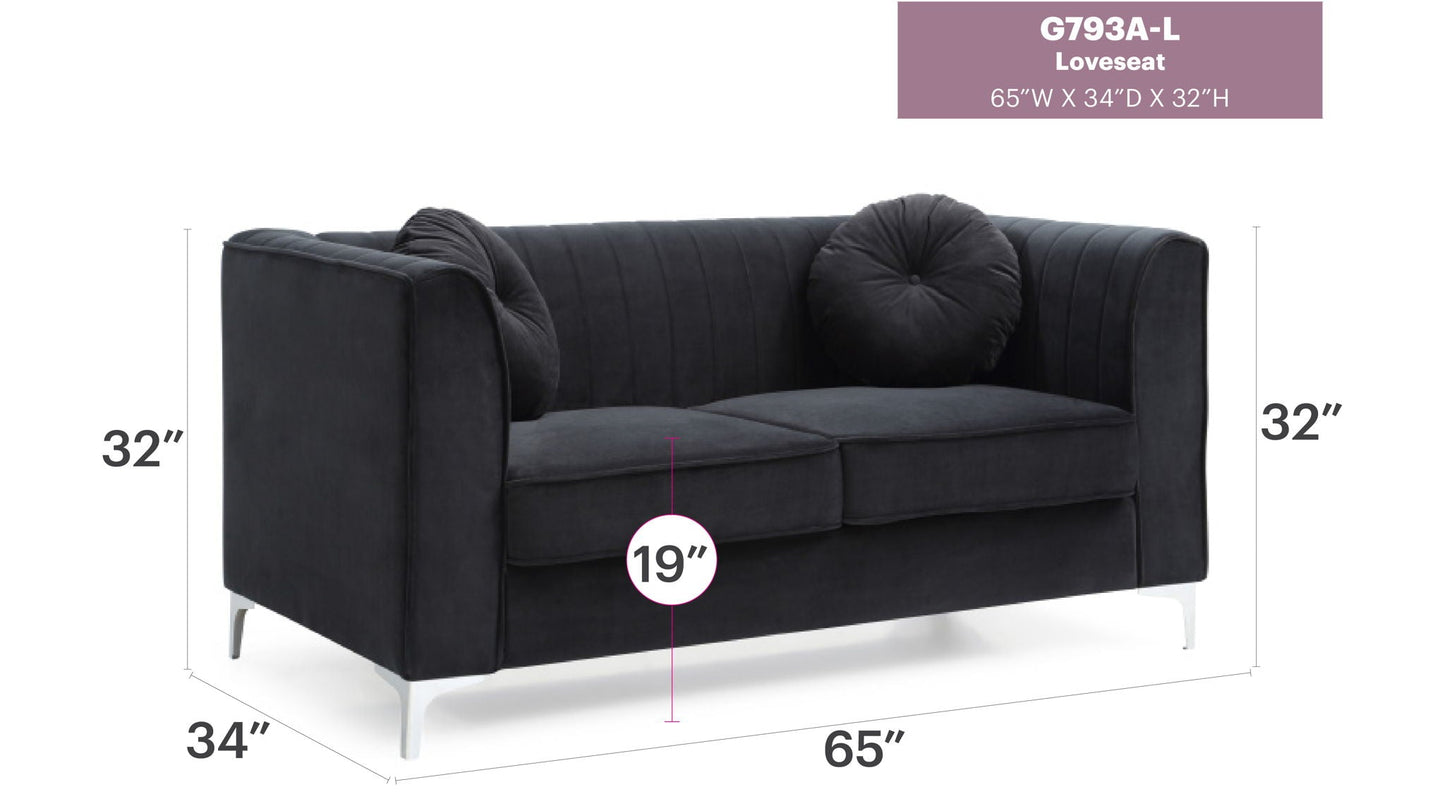 Glam Styled Micro Suede Loveseat Glory Furniture