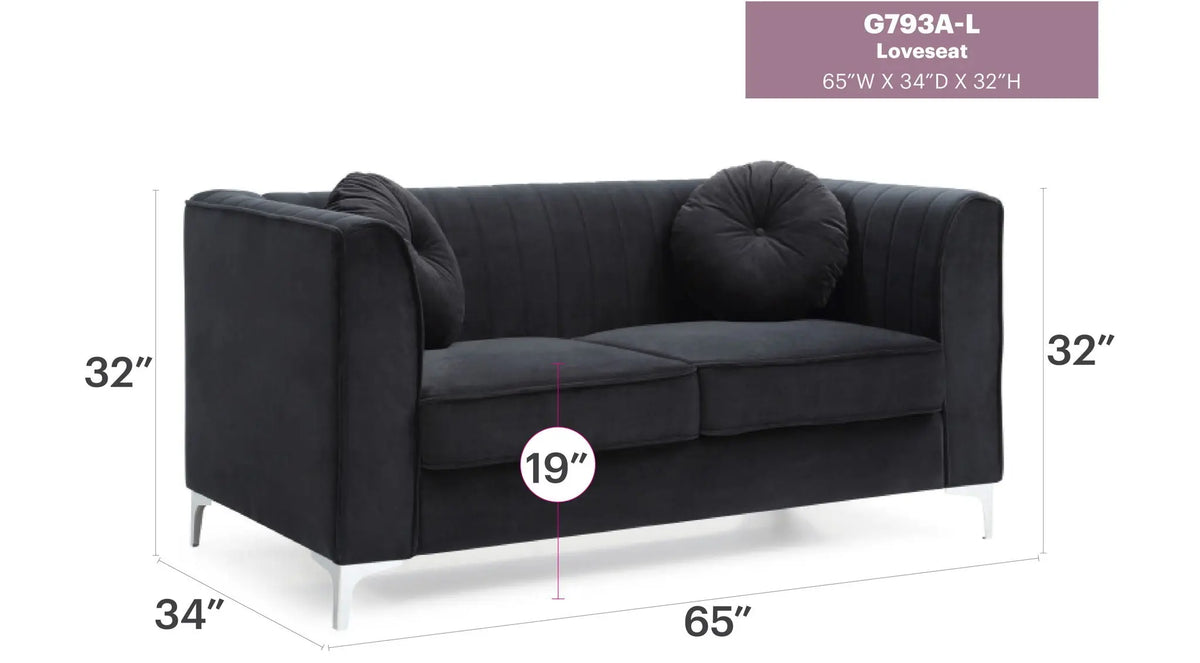 Glam Styled Micro Suede Loveseat Glory Furniture
