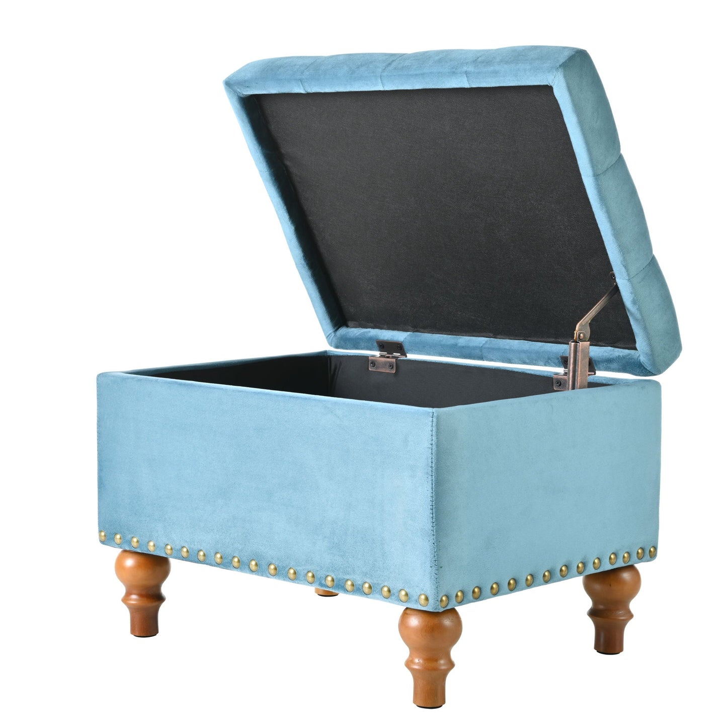 Upholstered Ottoman With Storage And Rivet Trim Home Essentials