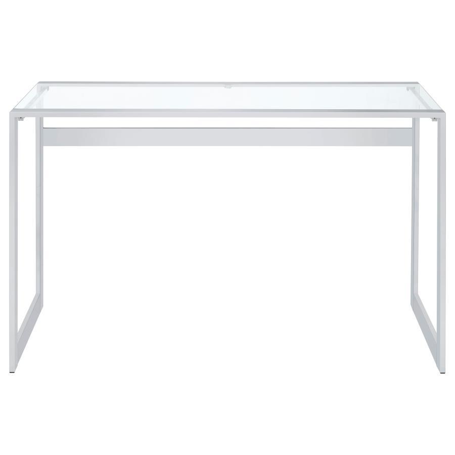Hartford - Glass Top Writing Desk - Chrome CoasterEssence