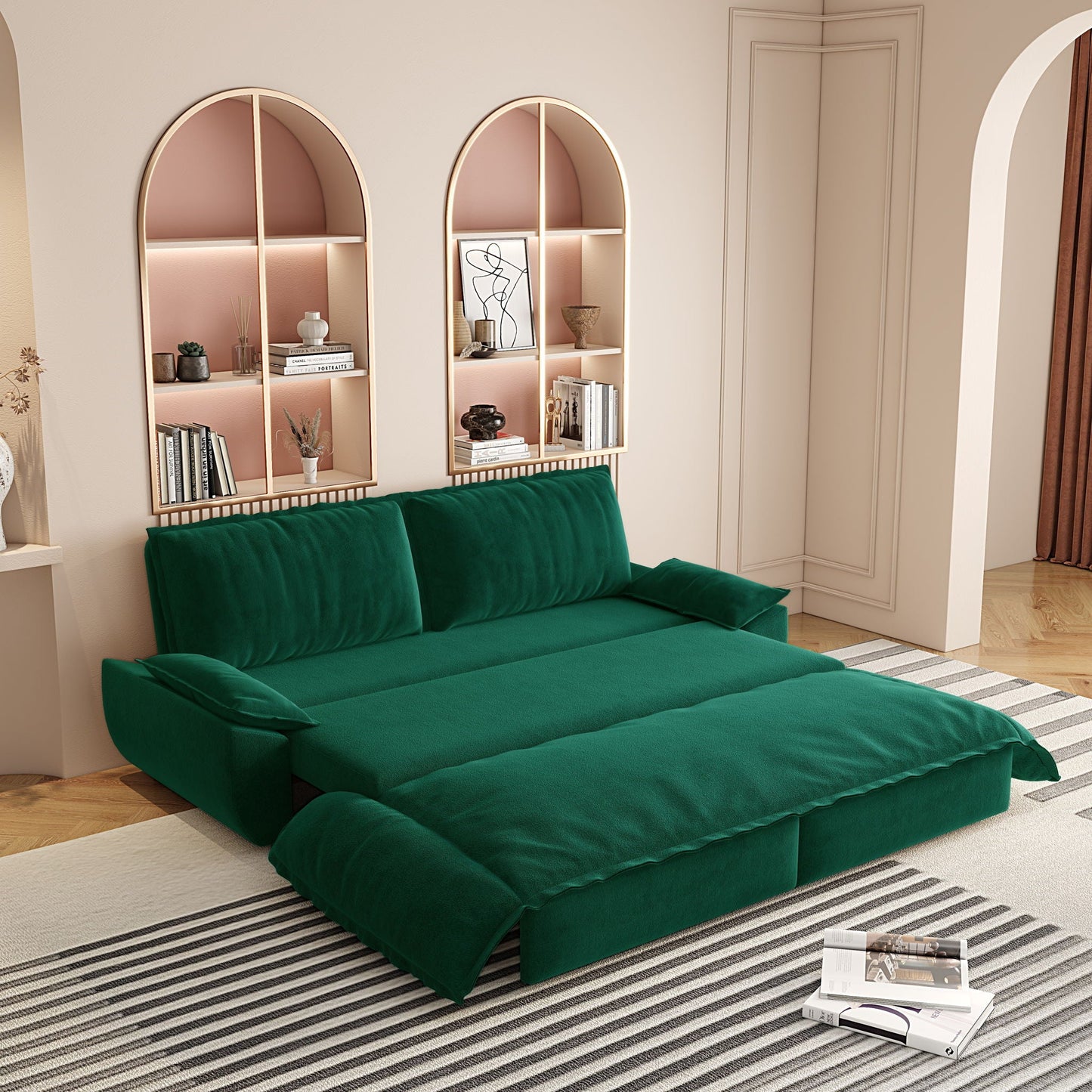 Queen Pull Out 3 In 1 Convertible Sleeper Sofa, Multi-Functional Home Essentials