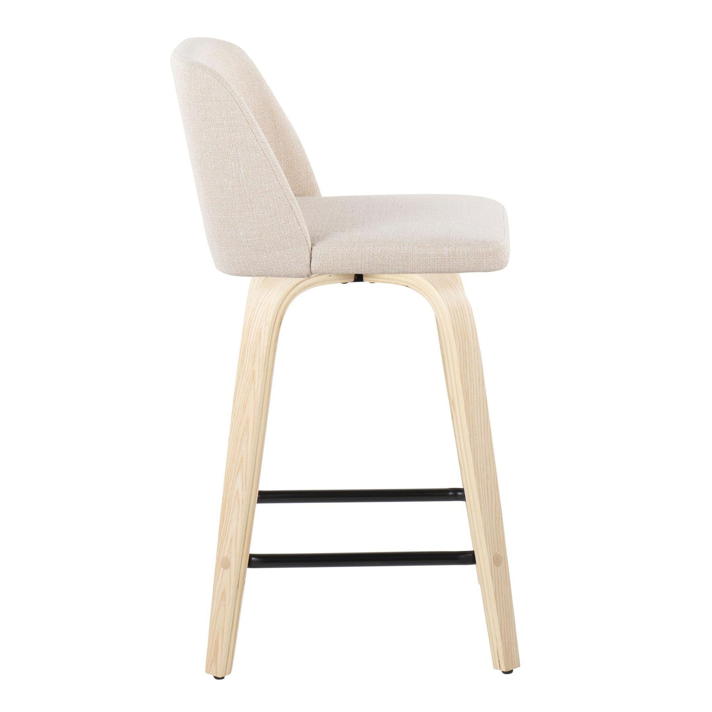 Toriano - Contemporary Modern Design Fixed Height Counter Stool With Swivel With Square Footrest (Set of 2) Lumi Source