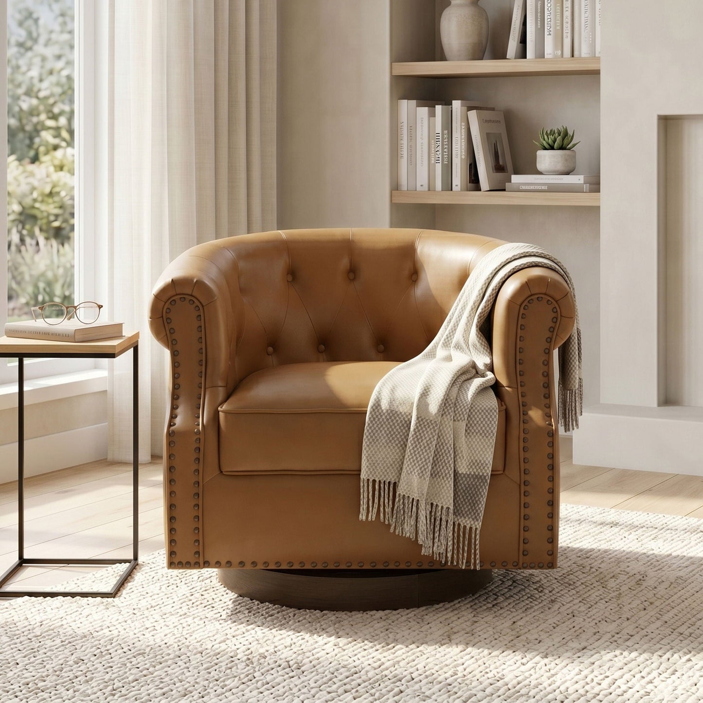 360° Swivel Accent Chair With Curved Back Noble House