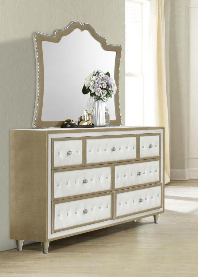 Antonella - 7-Drawer Upholstered Dresser With Mirror CoasterElevations