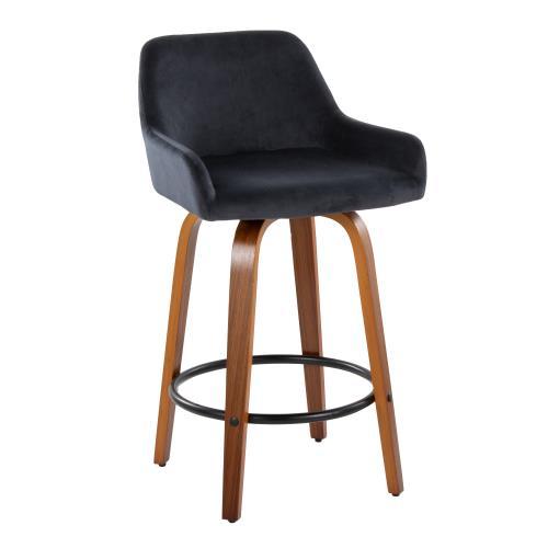 Daniella - Contemporary Fixed Height Counter Stool With Swivel With Round Footrest (Set of 2) Lumi Source