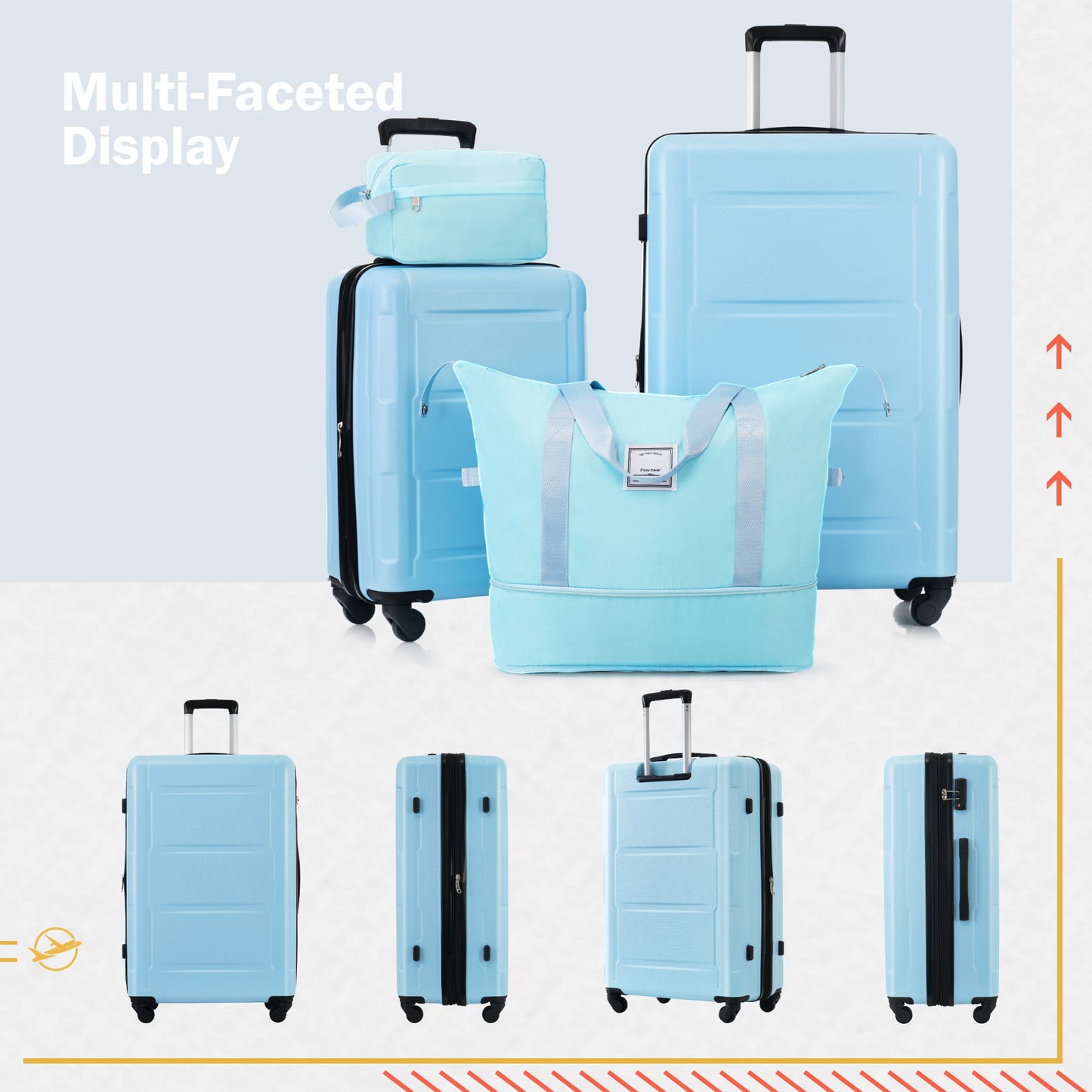 2 Piece Luggage Set With Bags Expanable Spinner Wheels ABS Lightweight Suitcase With Tsa Lock 20" / 24" Daily Nest