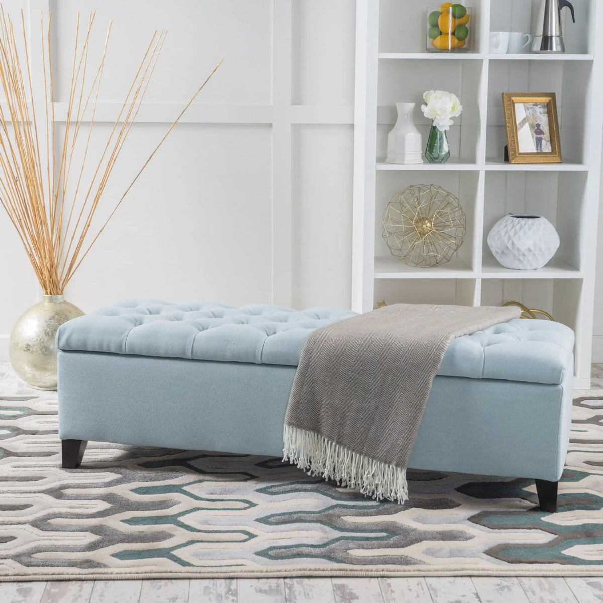 Glouster - Contemporary Storage Ottoman With Button Tufted Design Noble House