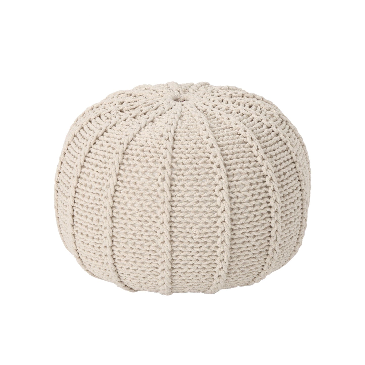 Bordeaux - Knitted Cotton Round Pouf Ottoman And Floor Cushion Home Essentials