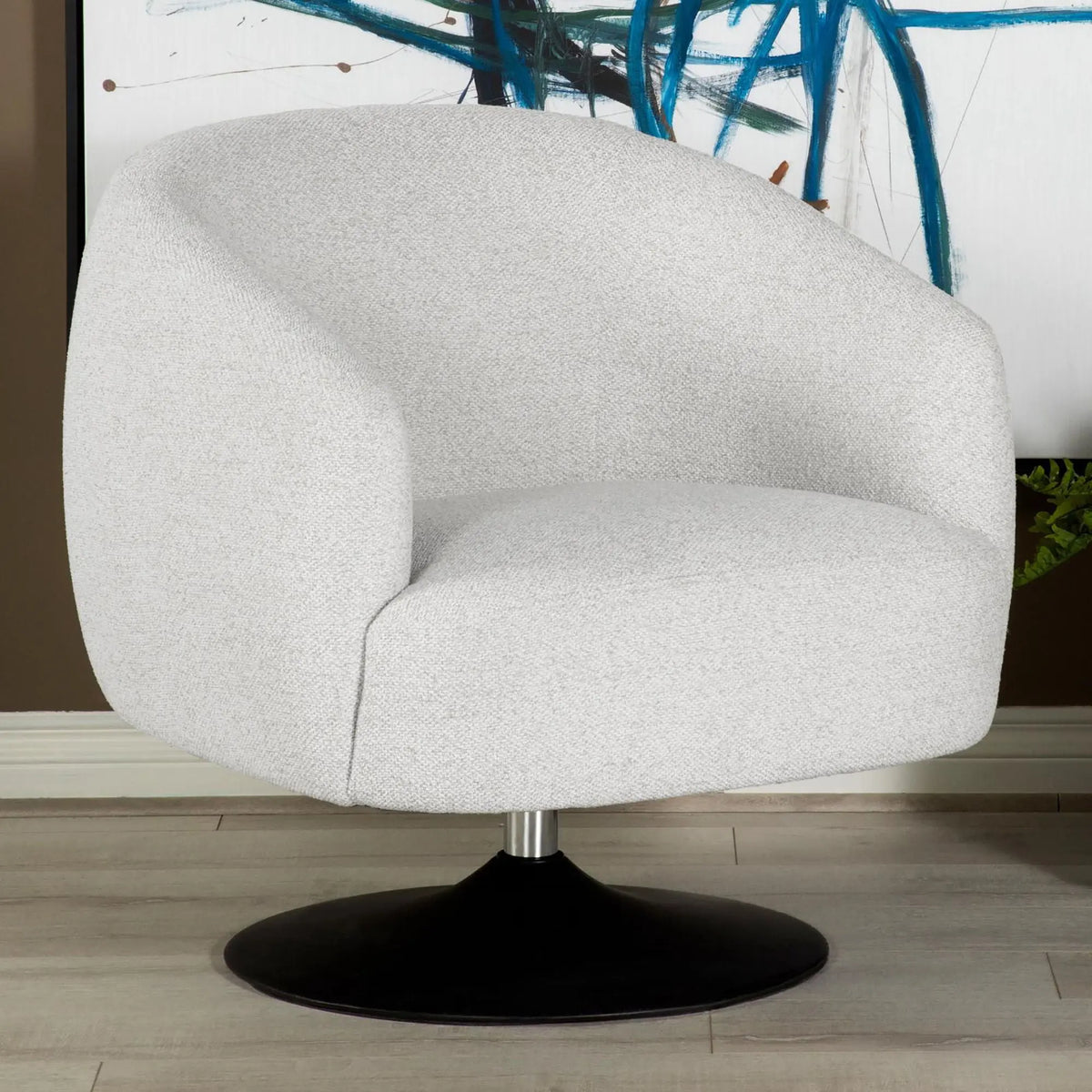 Upholstered Swivel Accent Chair, 360 Degree Rotation - Beige Furniture Max