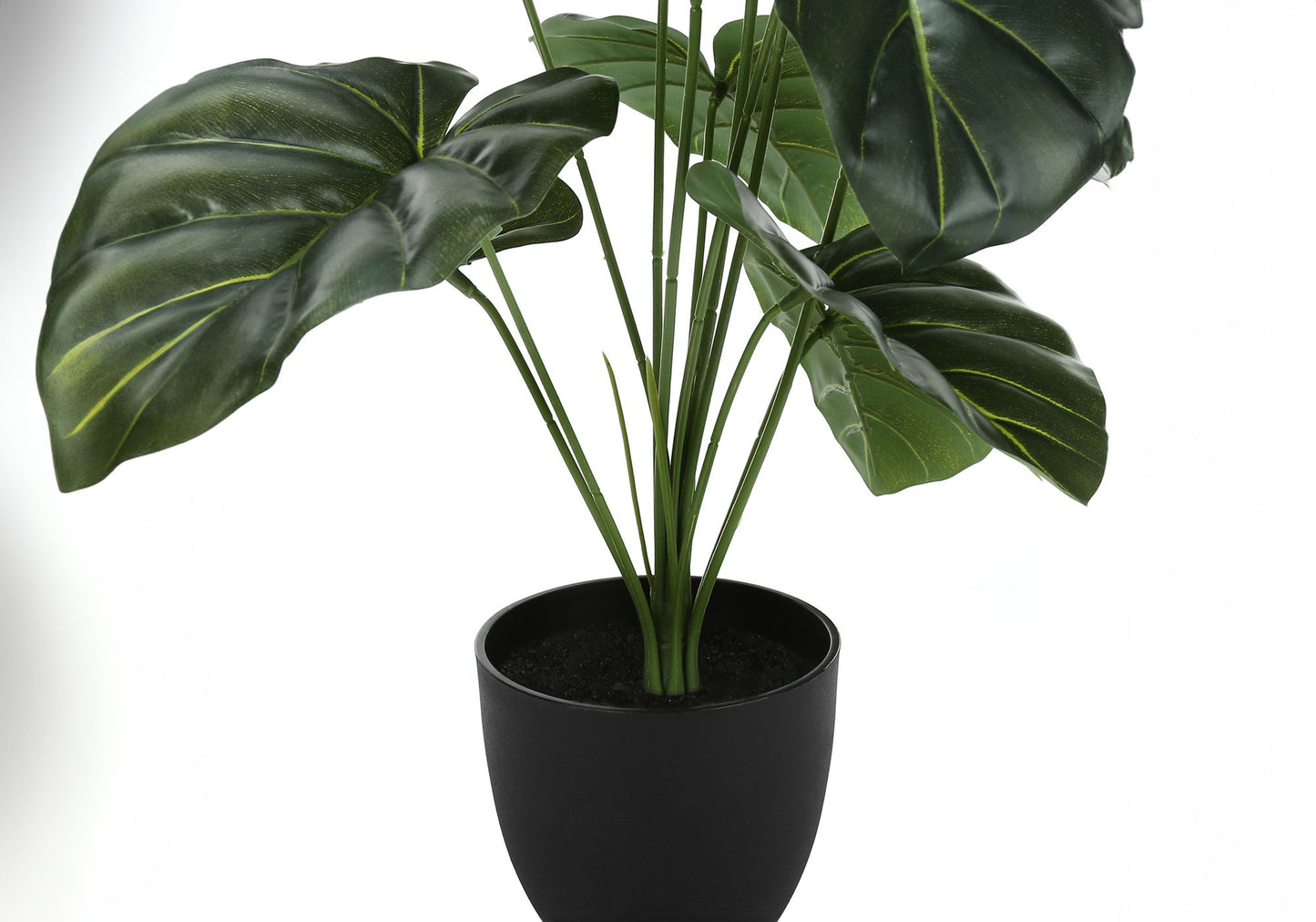 24" Tall, Artificial Plant, Alocasia, Indoor, Faux, Fake, Table, Greenery, Potted, Real Touch, Decorative - Green / Black 8th Street