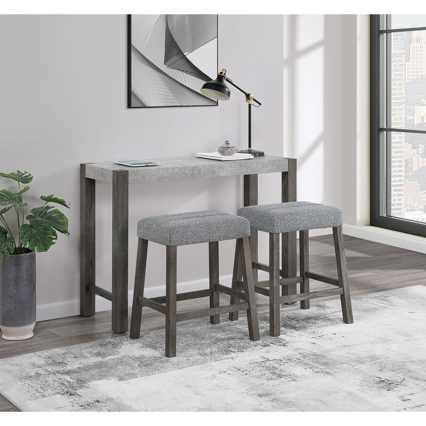 Regina - Console Sofa Table And Double Pedestal Base - Gray Global Furniture USA