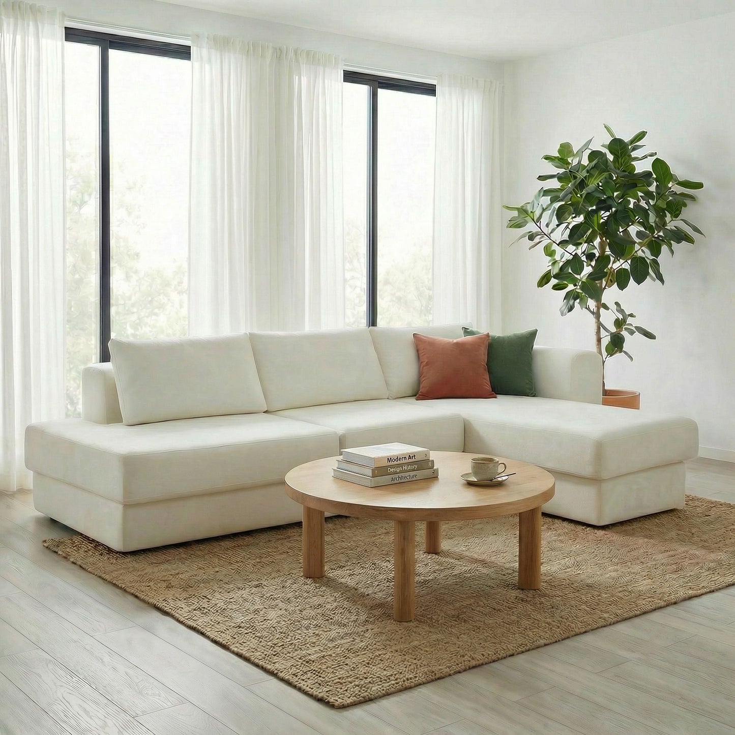 L-Shaped Modular Sofa With Double Layer Cushion Noble House