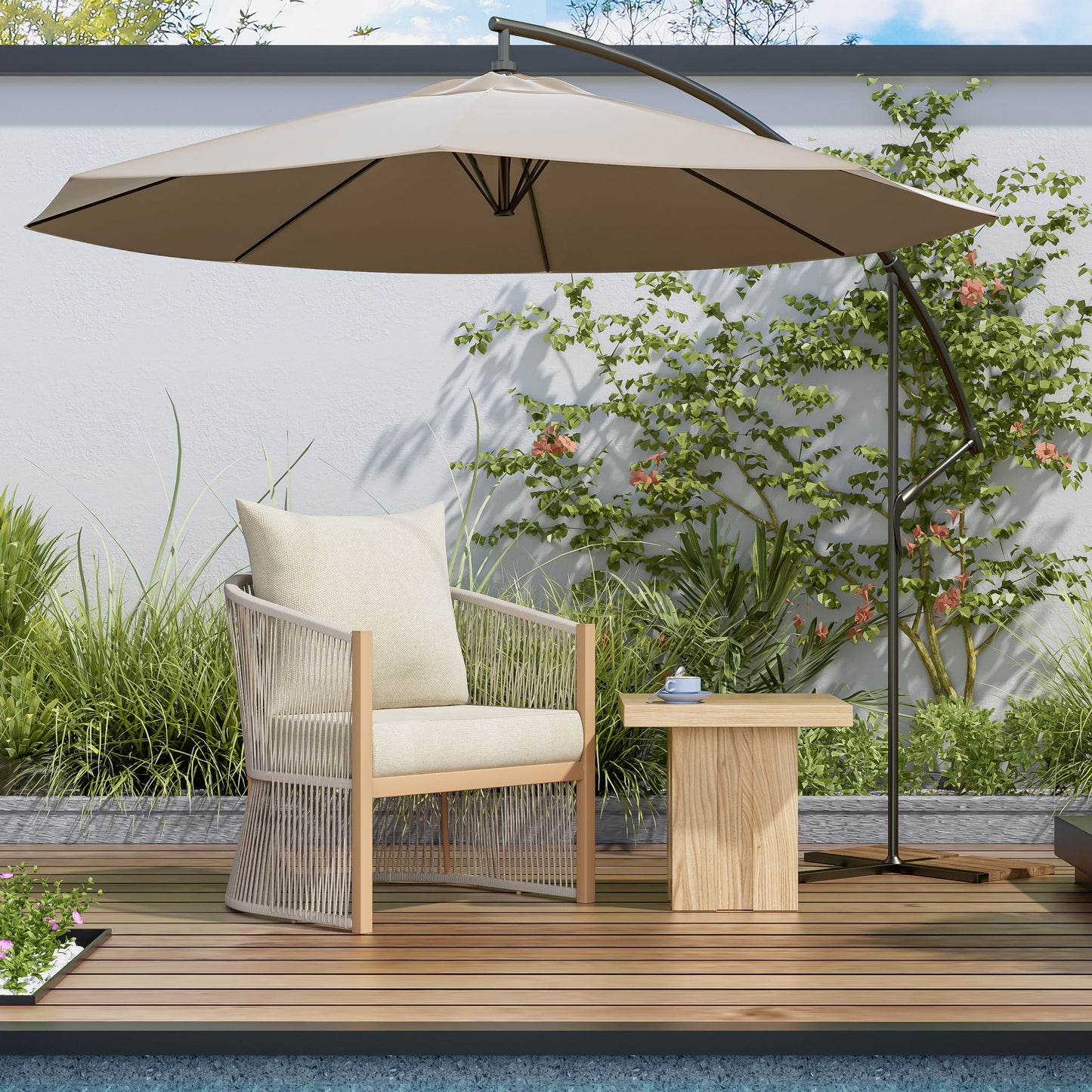 Modern Curved Aluminum Lounge Chair With Stylish Rope Weave Design And Cushioned Comfort For Outdoor Noble House