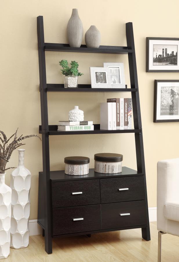 Colella - 5-Shelf Storage Ladder Bookshelf - Cappuccino CoasterEveryday