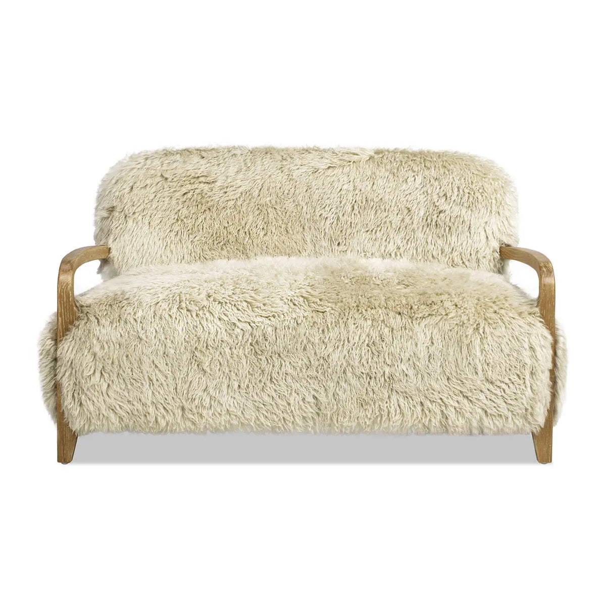 Enchante - Sheepskin Accent Loveseat - Taupe / Natural Jennifer Taylor Home