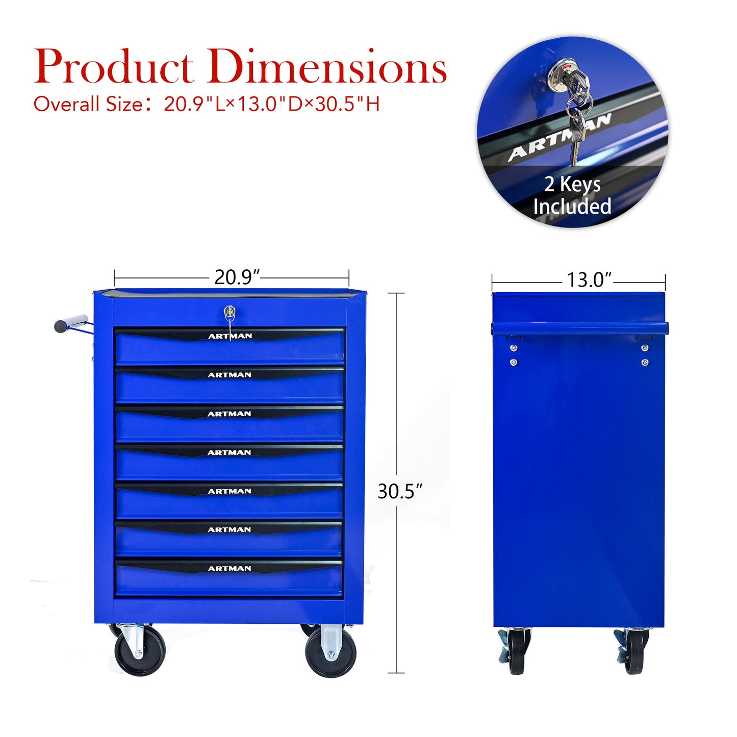 Rolling Metal Tool Chest With Drawers, Steel Storage Cabinet With Ball Bearing Slides Daily Nest