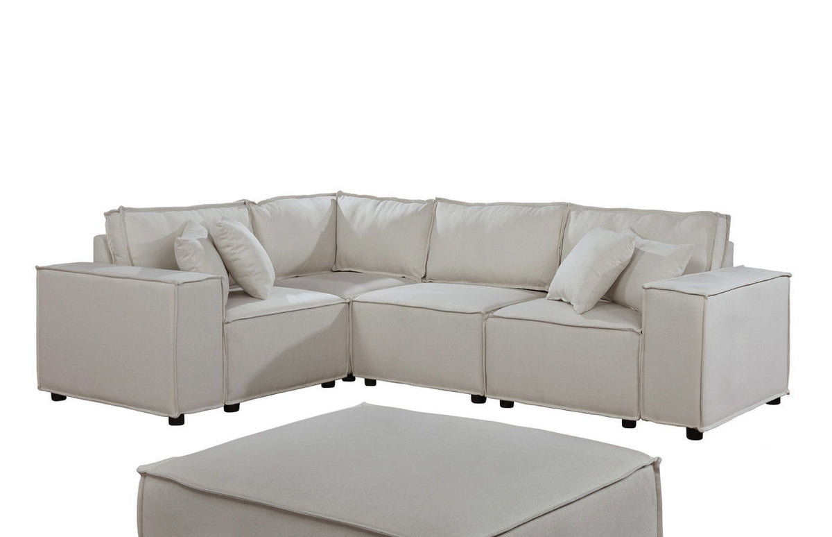 Melrose - Modular Sectional Sofa With Ottoman - Beige Lilola Home