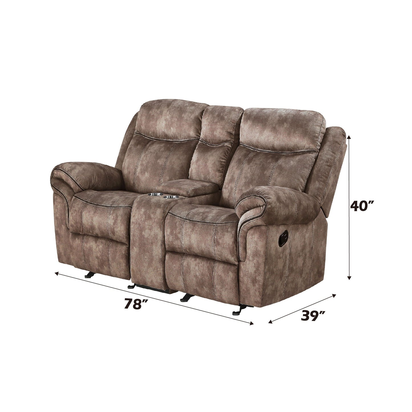 Zubaida - Two Tone Velvet Recliner Loveseat With USB Port Console Acme
