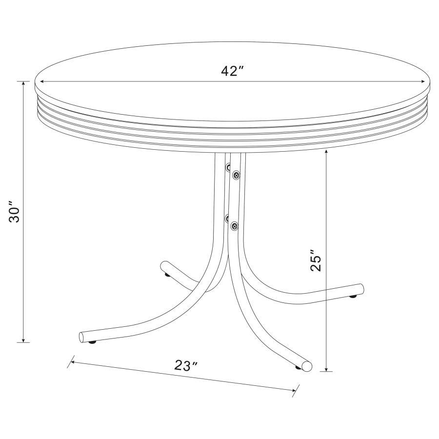 Retro - Round Wood Top Dining Table - White And Chrome CoasterEveryday