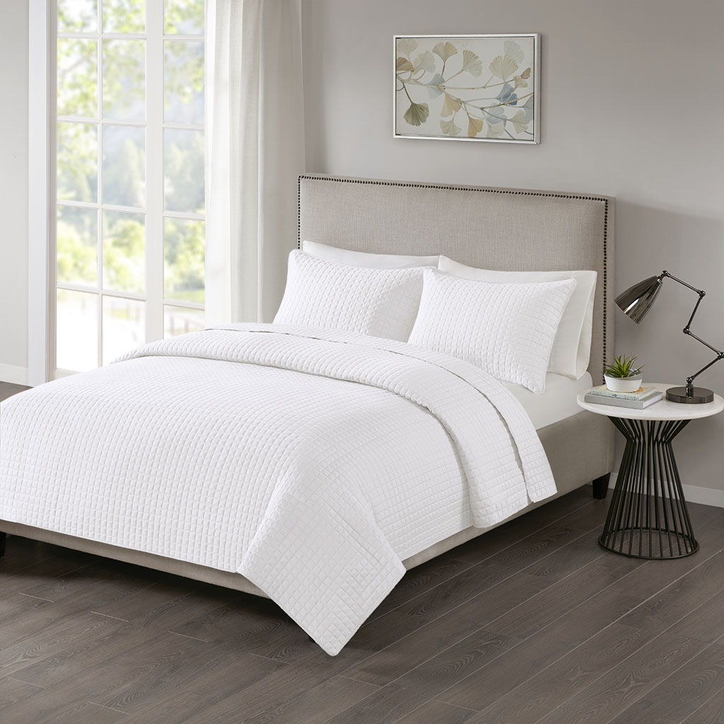 Otto - 3 Piece Reversible Coverlet Set - White 510 Design