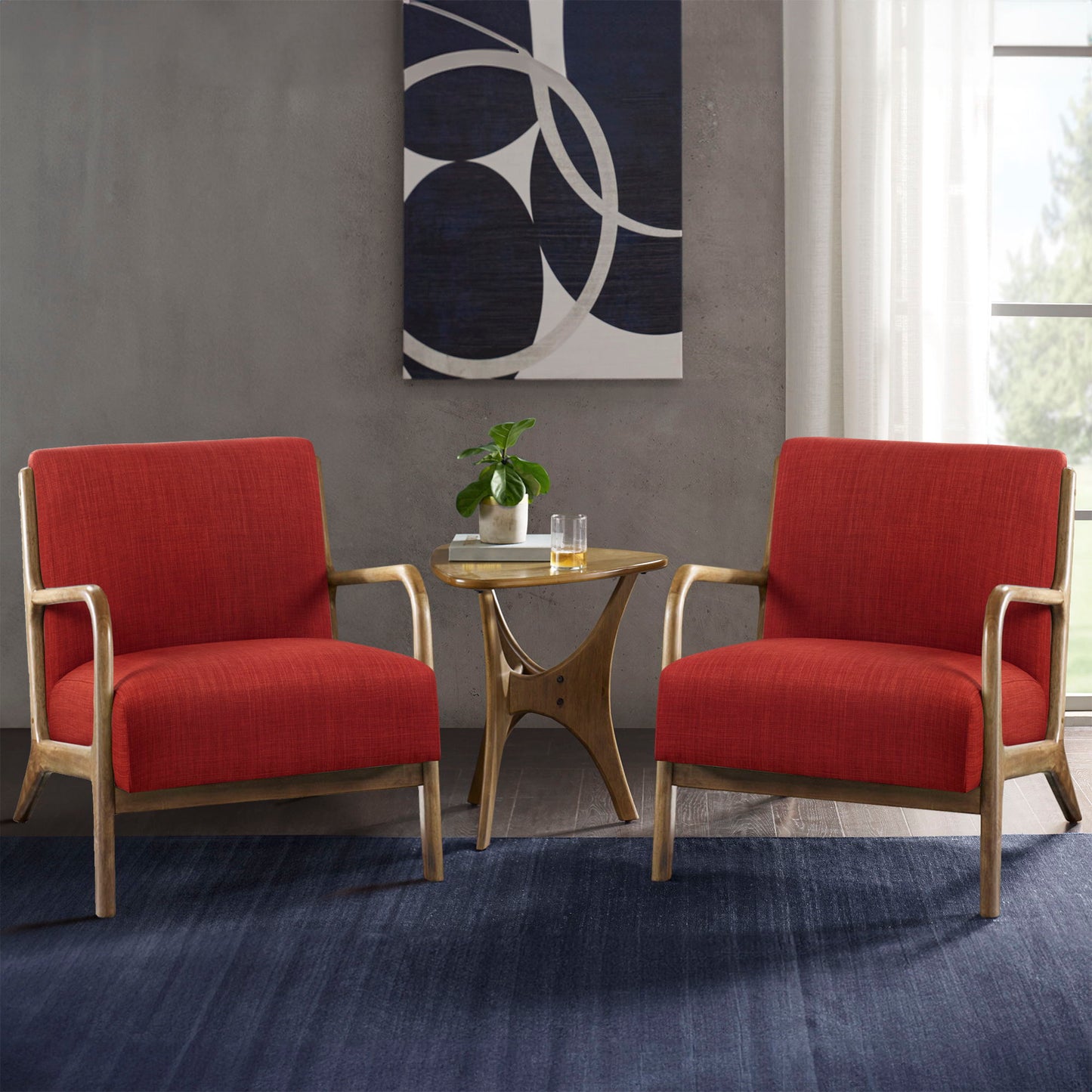 Novak - Mid-Century Modern Accent Armchair (Set of 2) - Spice INK+IVY
