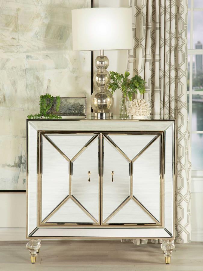 Lupin - 2-Door Mirrored Storage Accent Cabinet - Champagne CoasterEssence