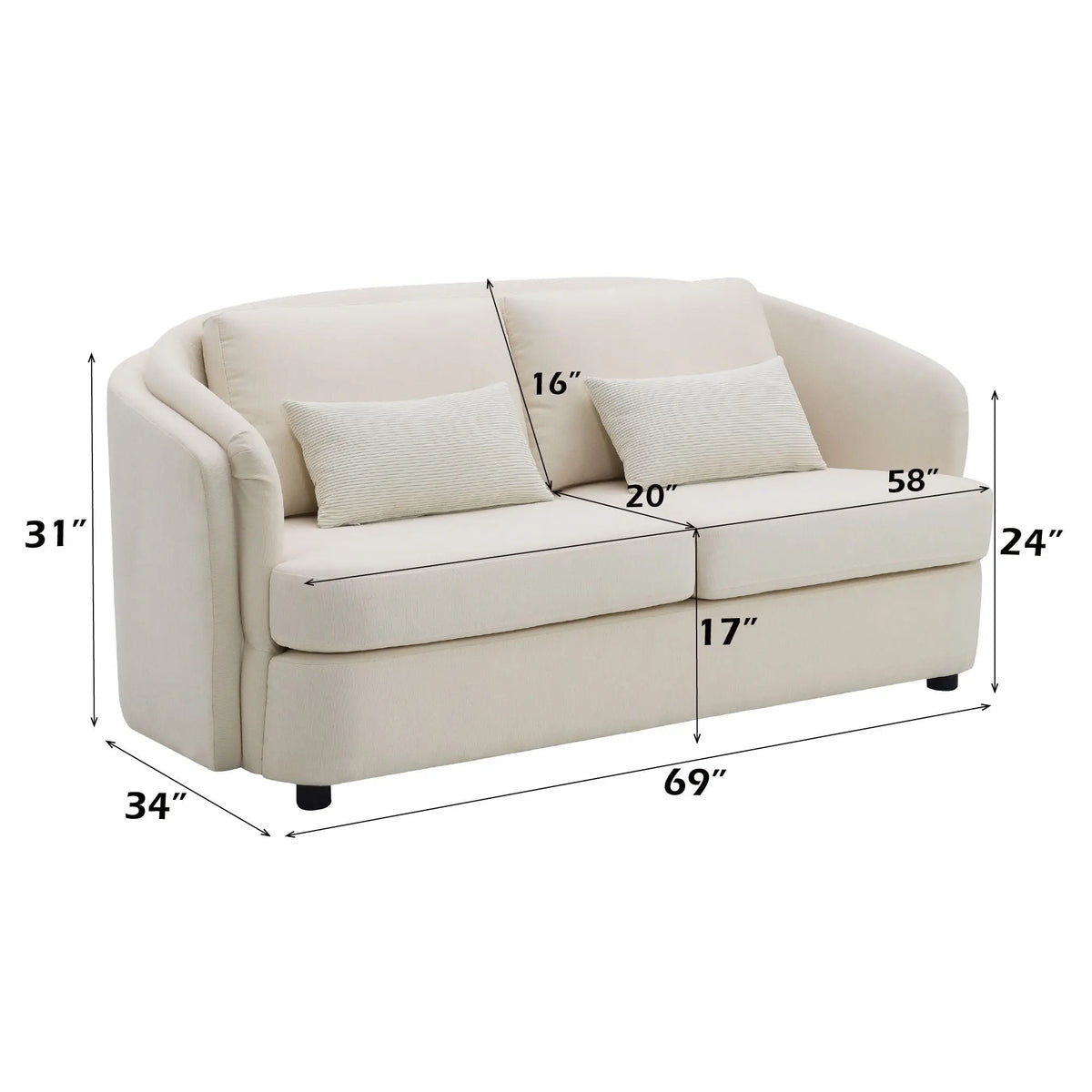 Mariko - 3 Piece Living Room Set Sofa Loveseat Chair - Beige Acme