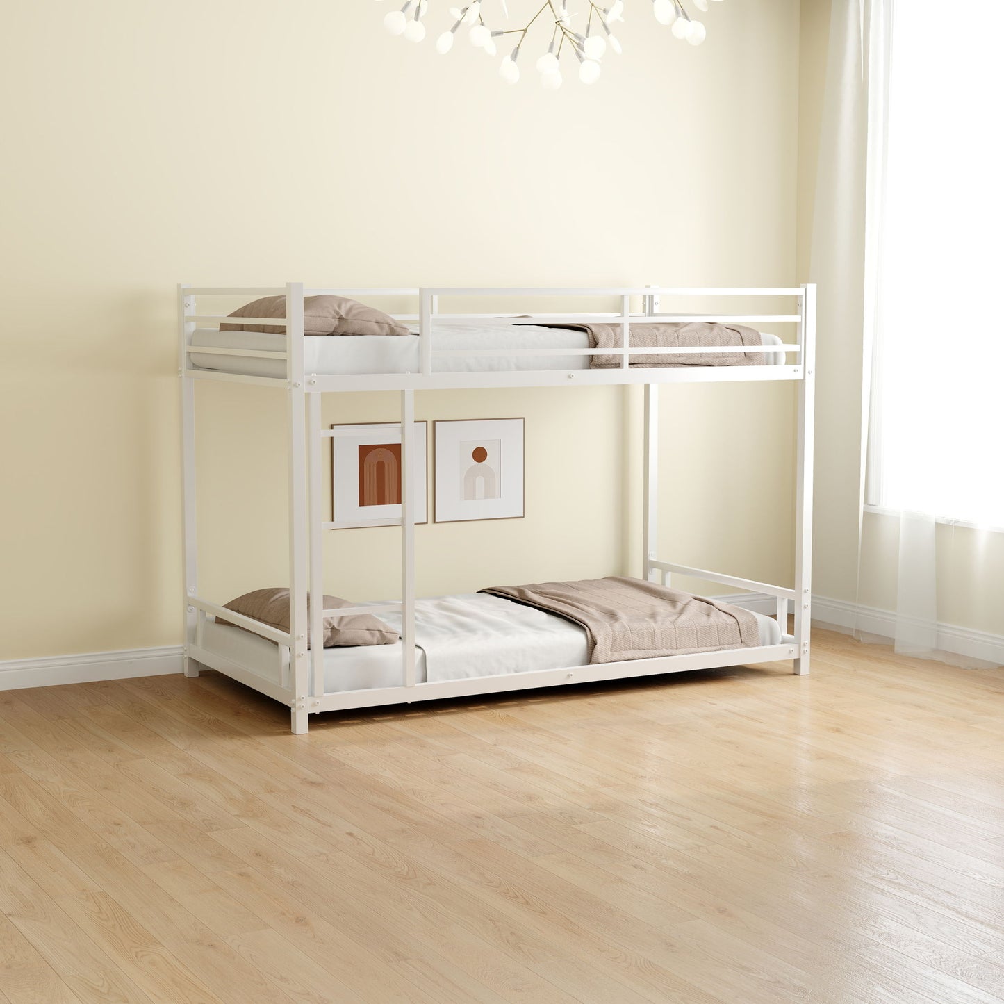 Bunk Bed With Noise Reduction And Safety Guardrail Home Essentials