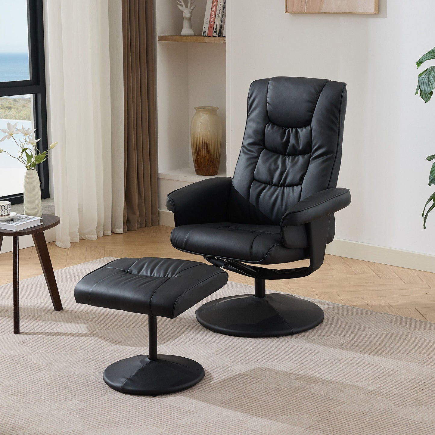 Recliner Chair With Ottoman, 360° Swivel Massage Lounge Chair With 5-Point Vibration & Heated Seat Home Essentials