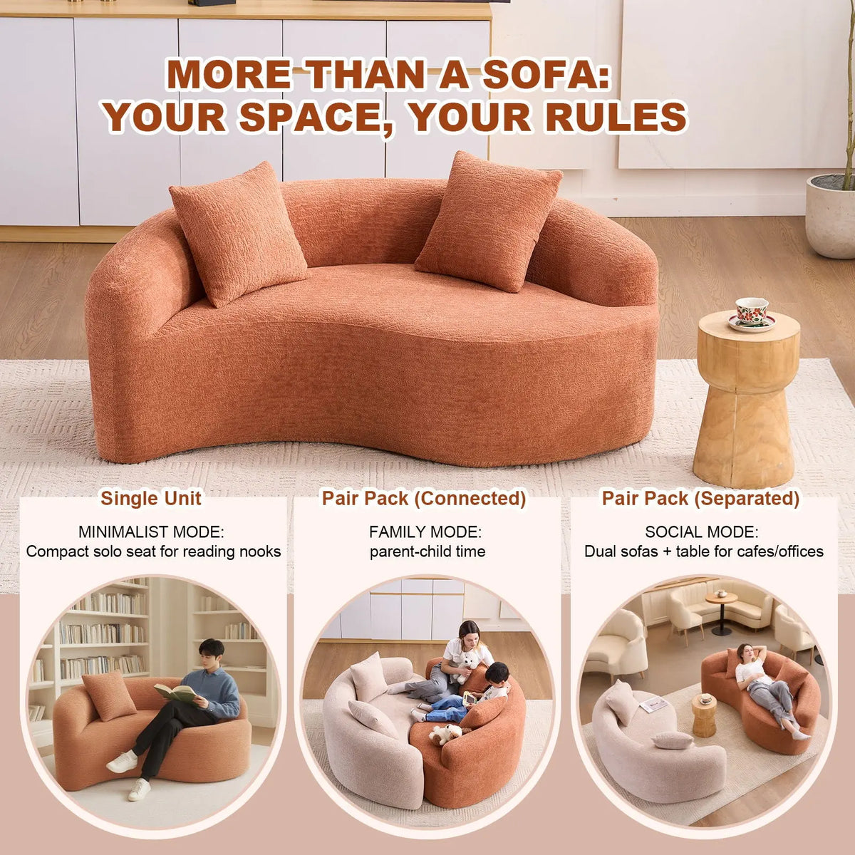 Tai Chi - Curved Dual Depth Loveseat Home Essentials