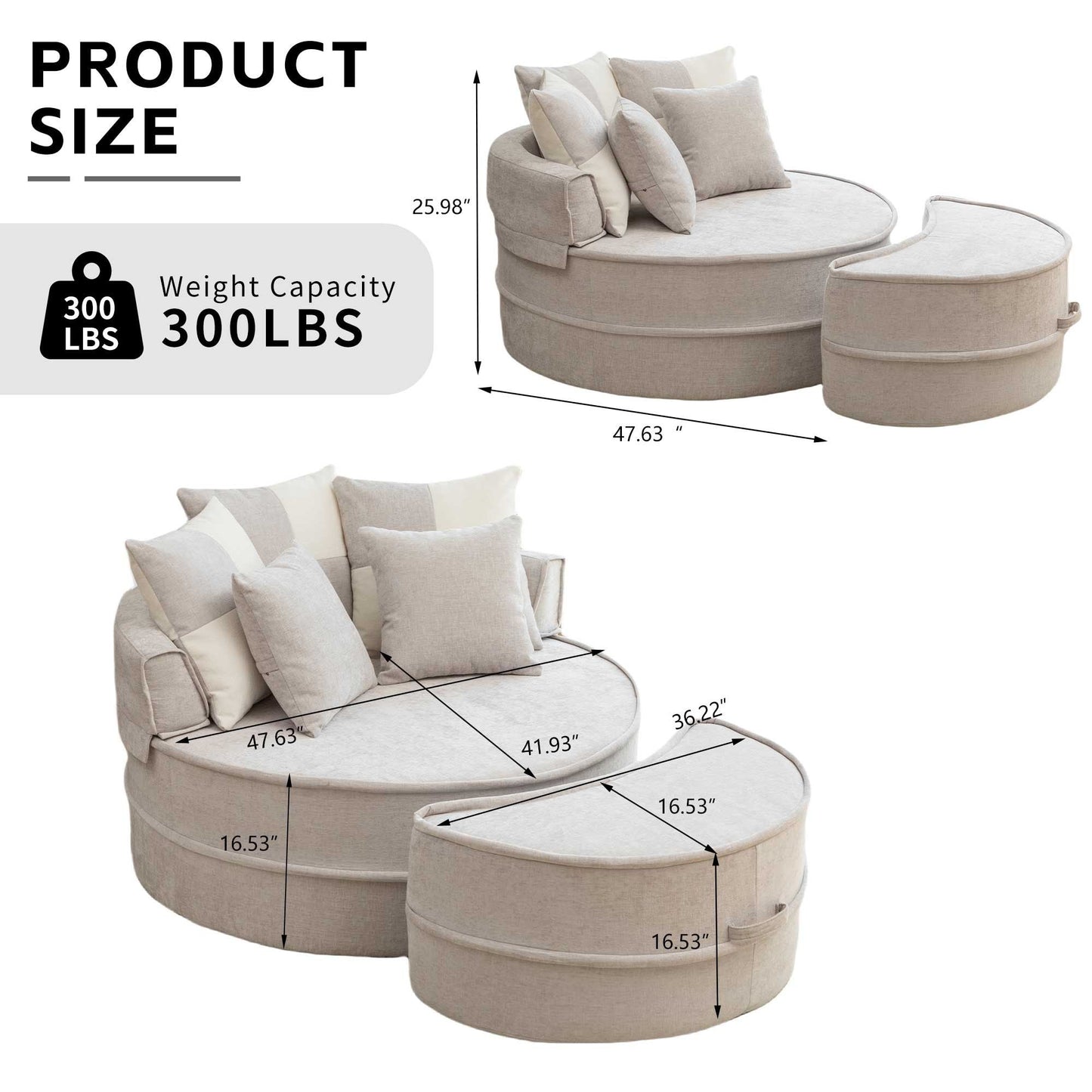 Modern Oversized Round Barrel Accent Chair With Ottoman Home Essentials