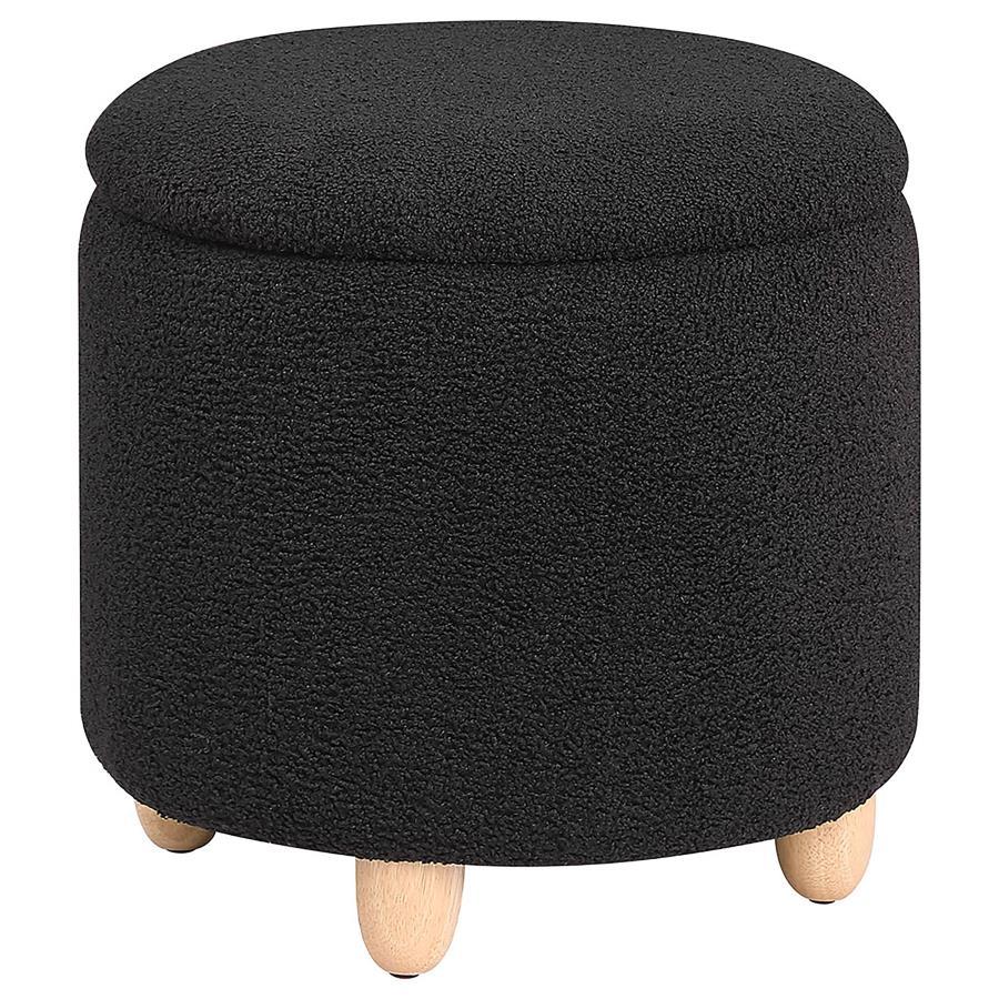 Valia - Faux Sheepskin Upholstered Round Storage Ottoman Coaster Fine Furniture