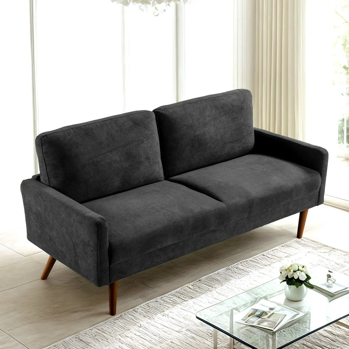 Sofa, European Style With Sleek Design, Modern & Vintage Flair, Upholstered 3 Seater Couch US Pride