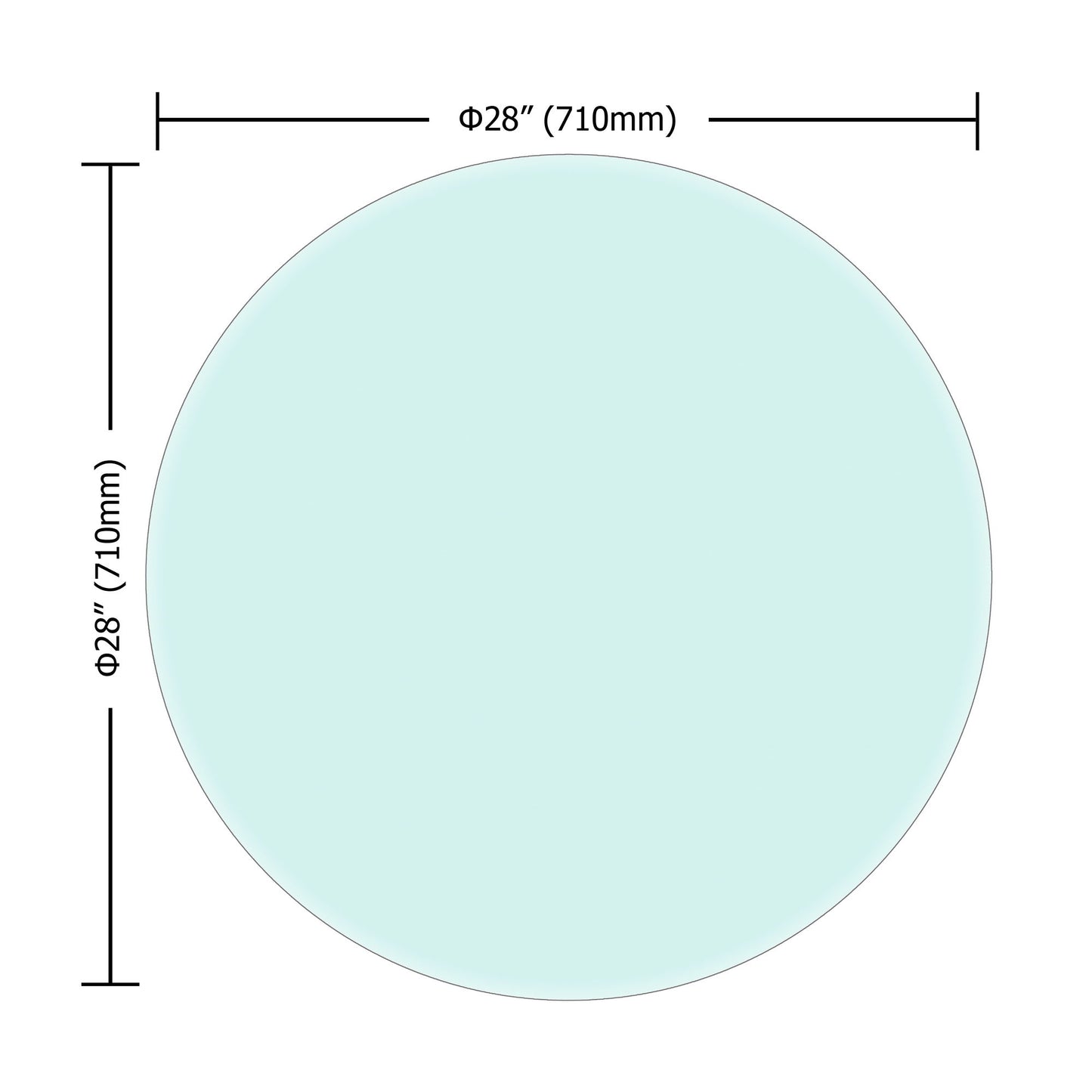 28" Round Tempered Glass Table Top Clear Glass Thick Beveled Polished Edge Home Essentials