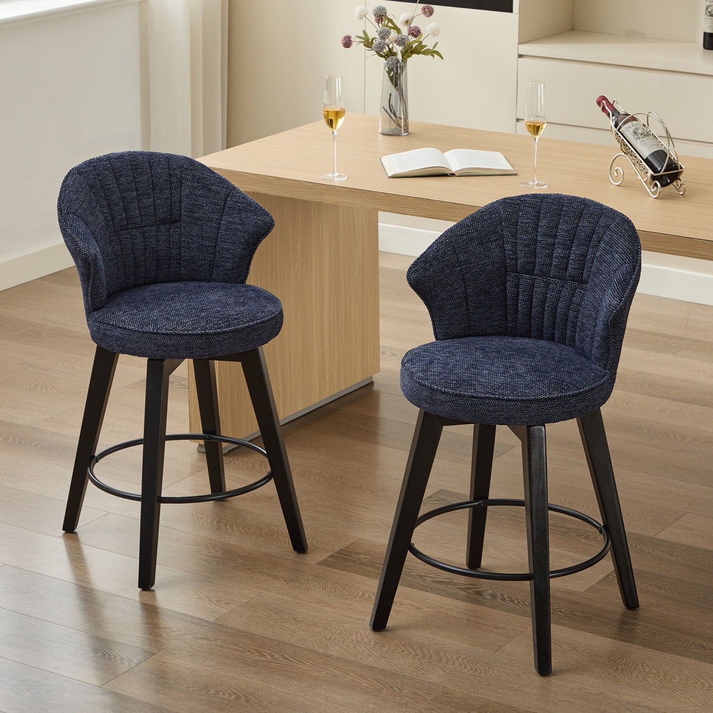 Wing Back Swivel Bar Stools (Set of 2) Home Essentials