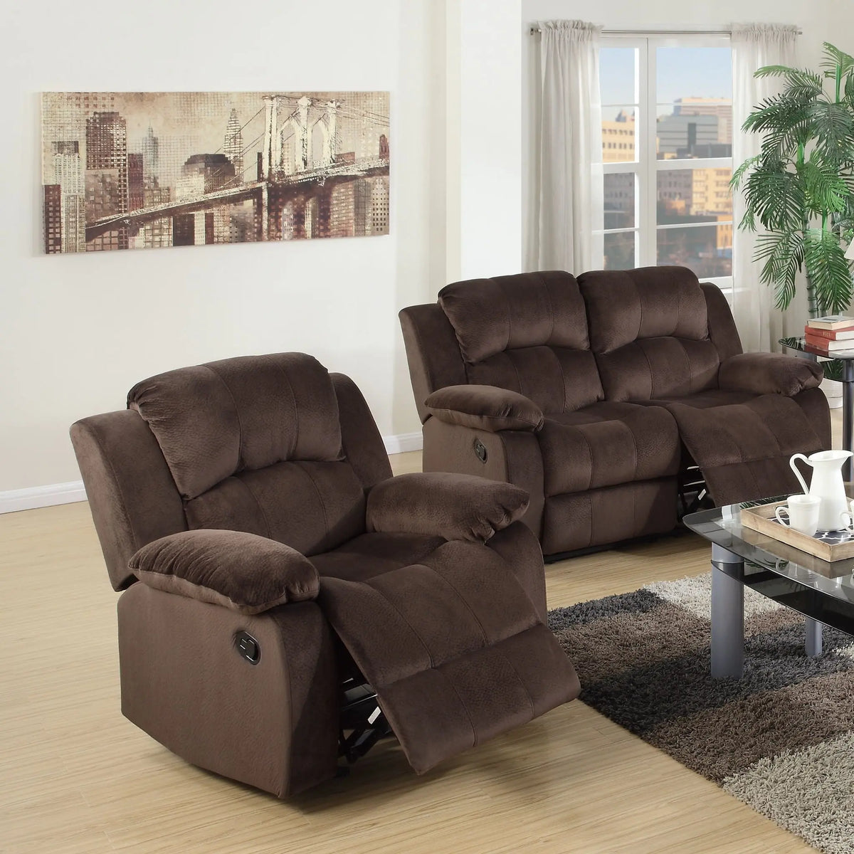 Modern Style Living Room Set With Reclining Home Essentials