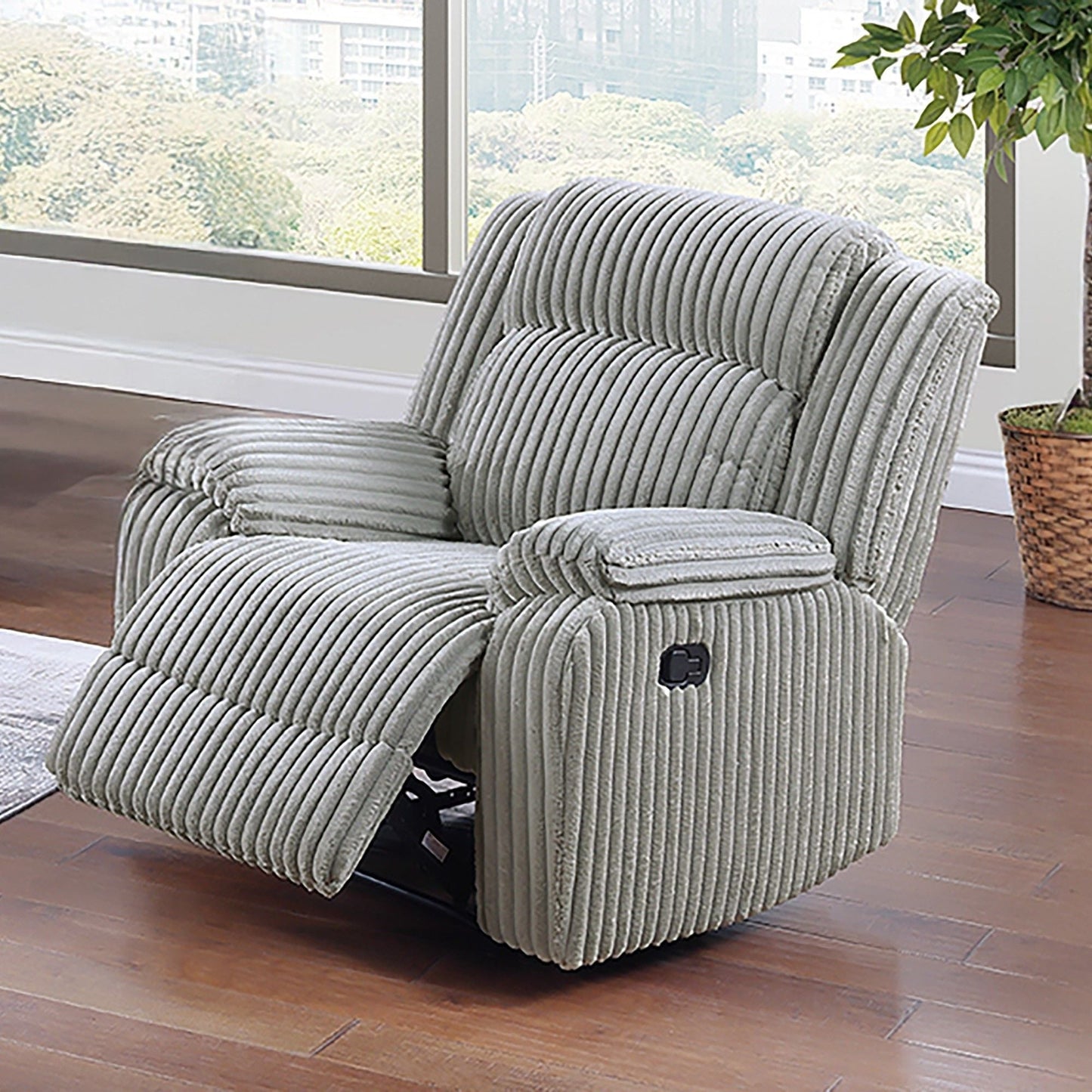 Motion Recliner Chair With Plush Textured Seat - Gray Ash Home Essentials