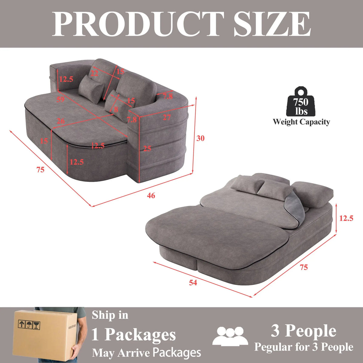 2 In 1 Foldable Sofa Bed With Multi Functional Blanket, Floor Lounge Sofa Home Essentials