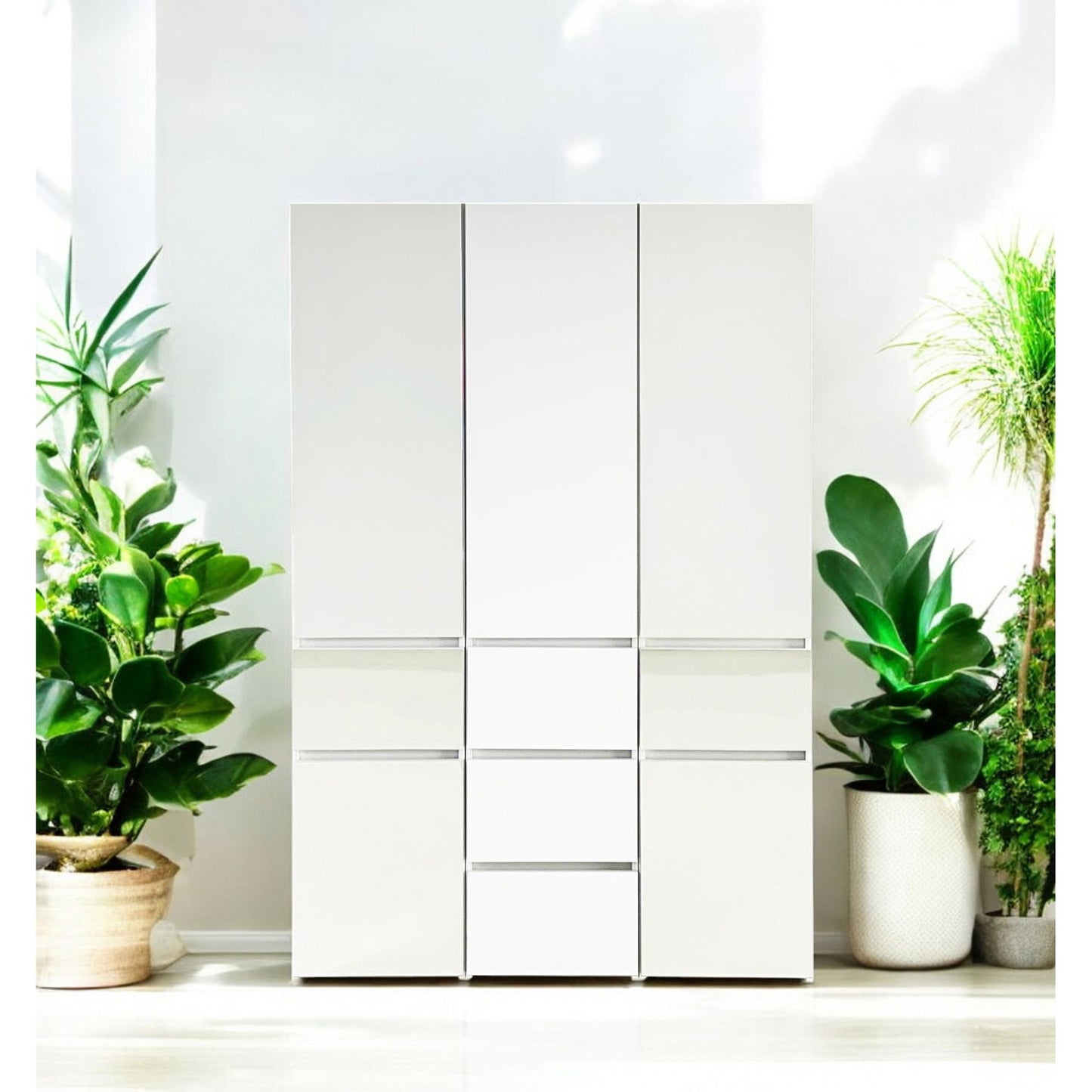 Elise - Modular Wood Closet System With Mirror In Versatile Storage Solution - White Home Essentials