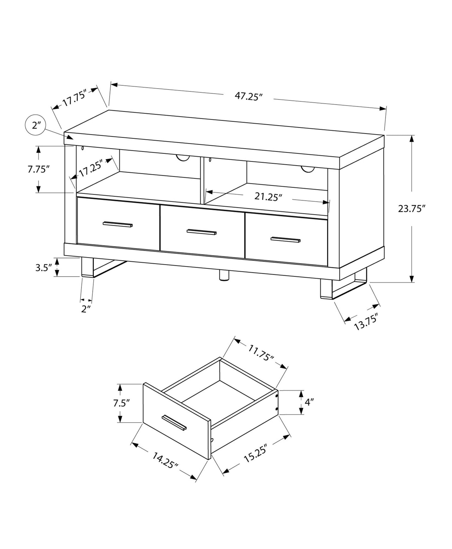 TV Stand Console Media Entertainment Center Storage Cabinet For Living Room - Taupe 8th Street