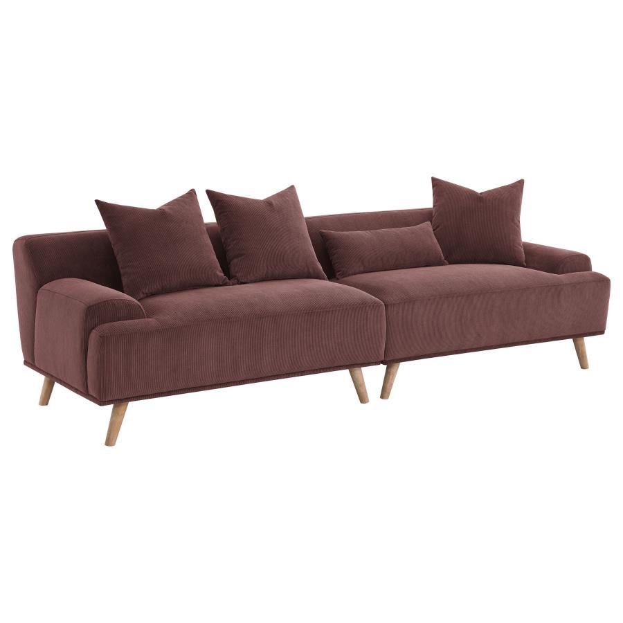 Elizabeth - Corduroy Upholstered Extra Long Sofa - Wine Red Coaster Fine Furniture