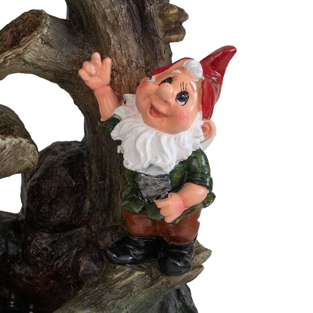 Decorative Woodland Gnome Water Fountain With LED Light - Brown Daily Nest