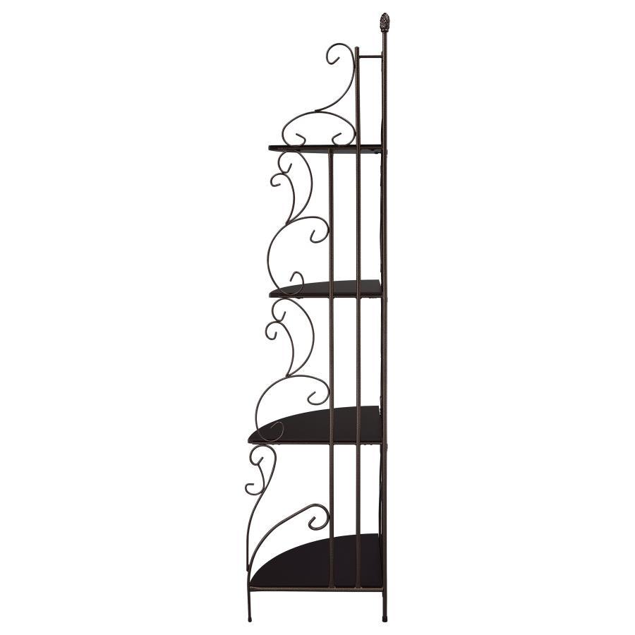 Poppy - 4-Shelf Corner Bookshelf - Copper And Cappuccino CoasterEveryday