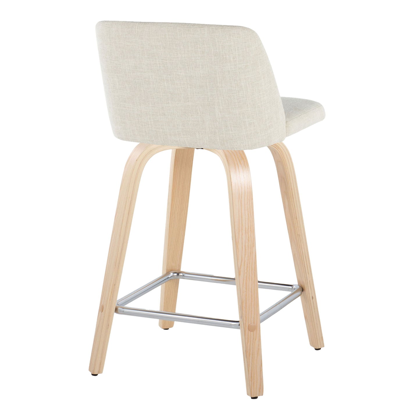 Toriano - Contemporary Fixed Height Counter Stool Swivel With Square Footrest (Set of 2) Lumi Source