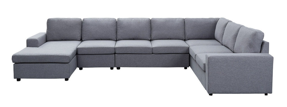 Tifton - 7 Seat Reversible Modular Sectional Sofa Chaise - Light Gray Lilola Home